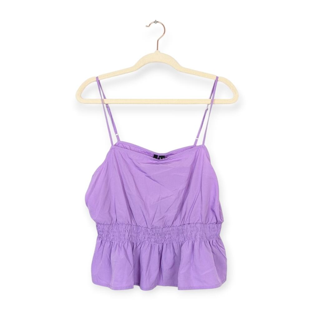 Vero Moda Henna Tank Top XL Lavender Smocked Peplum Sleeveless Feminine NWT